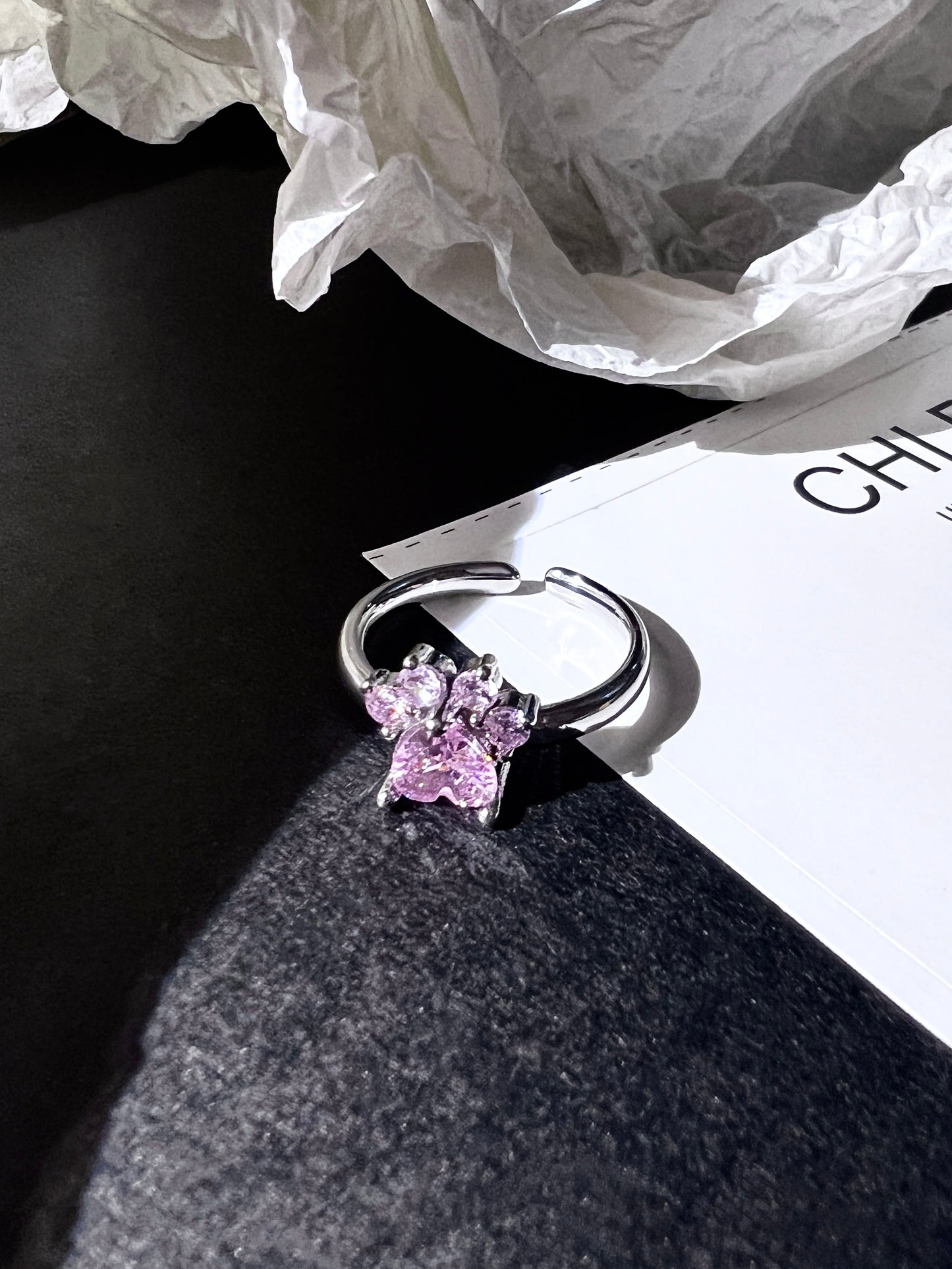 Platinum Plated Claw Butterfly Ring Set
