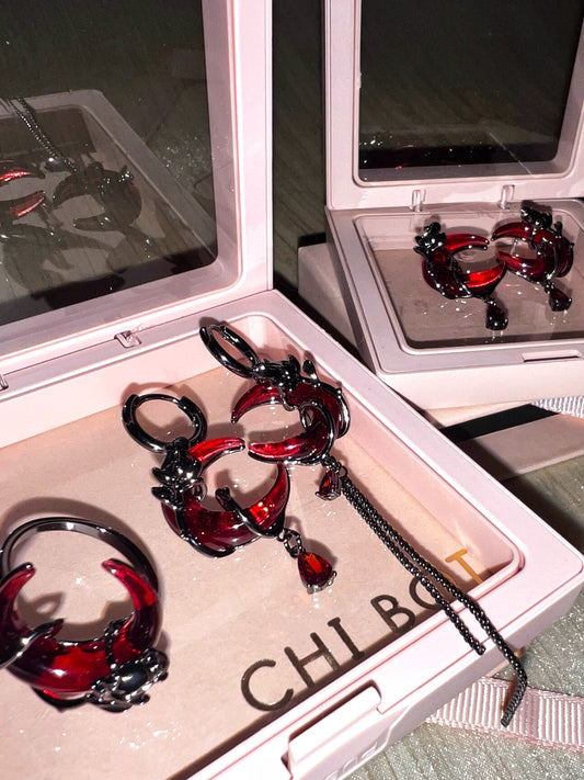 Blood Moon Rose Jewelry Set
