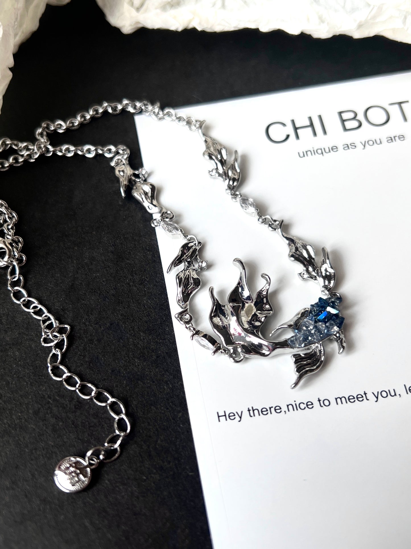 Platinum Plated Blue Fish Jewelry Set