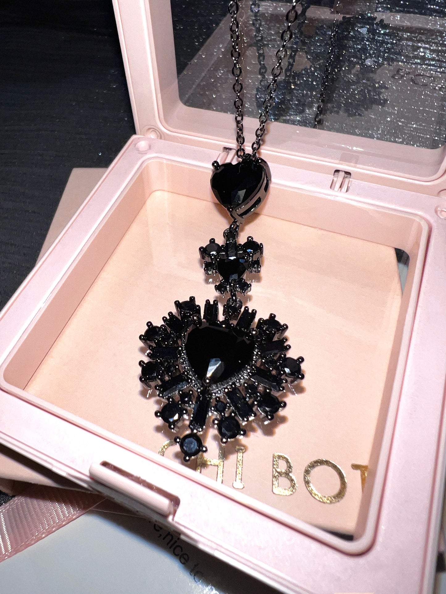 Gothic Heart Zirconia Necklace Set