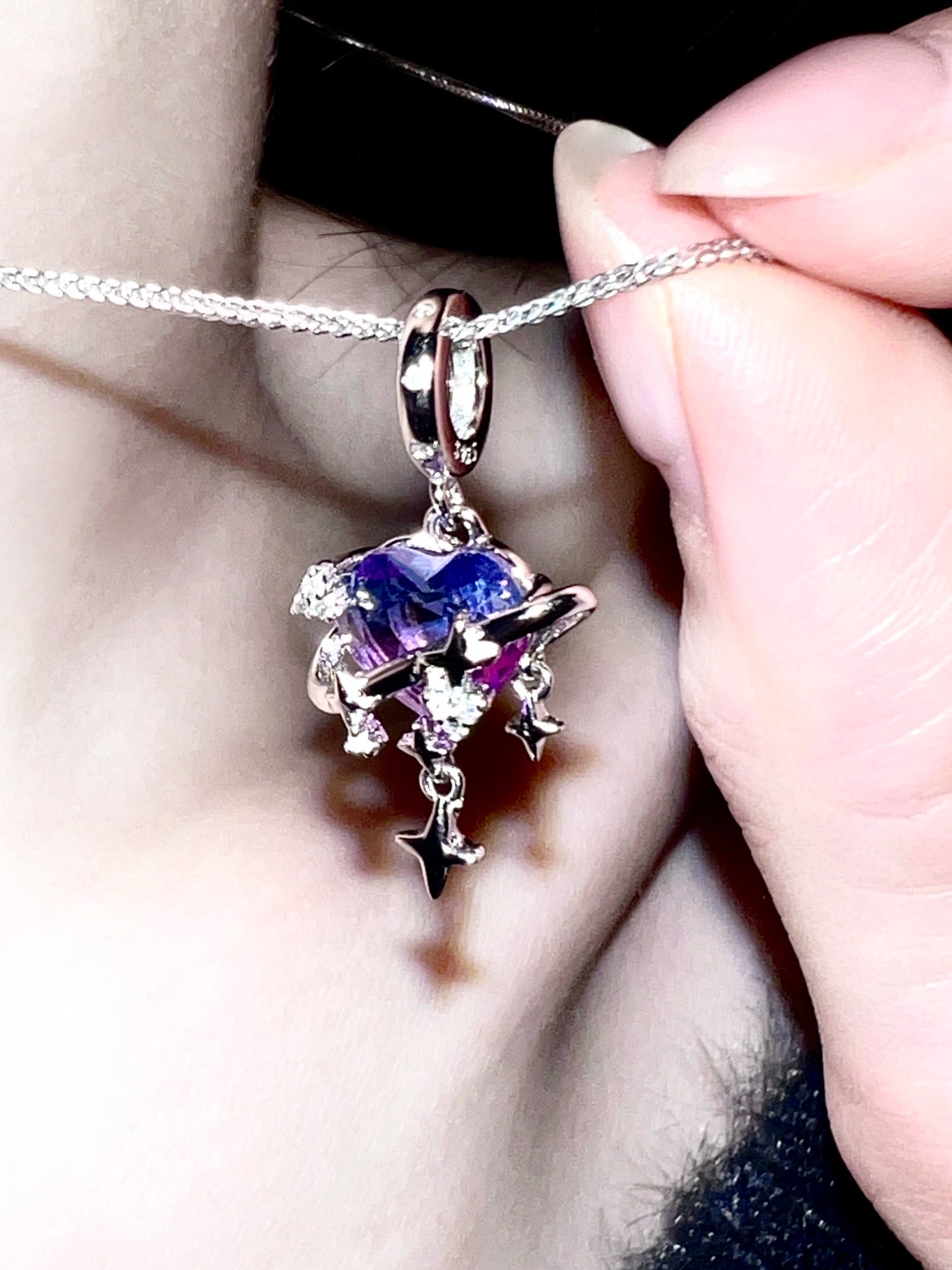 Sterling Silver Galaxy Gradient Zircon Necklace