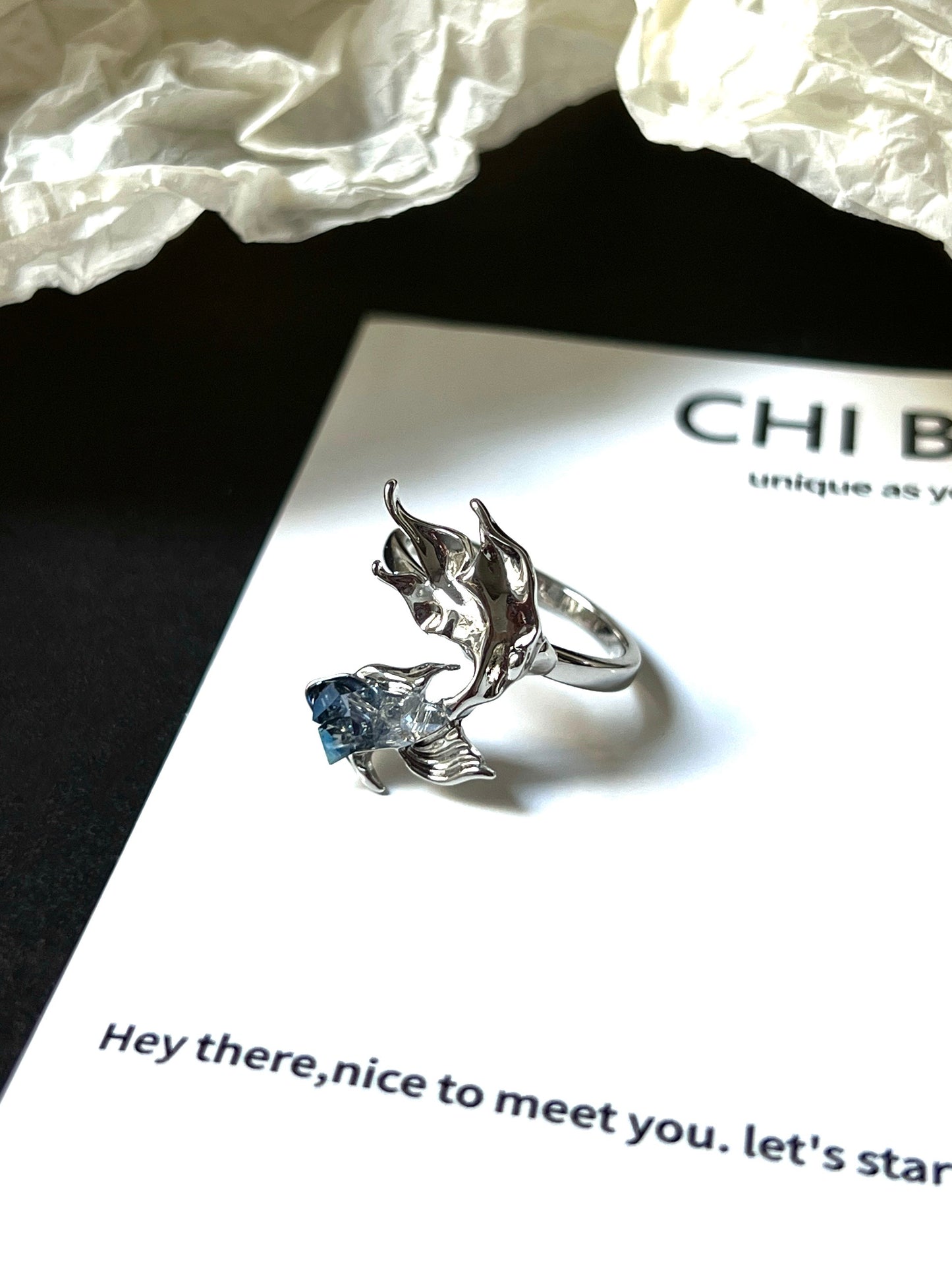Platinum Plated Blue Fish Jewelry Set