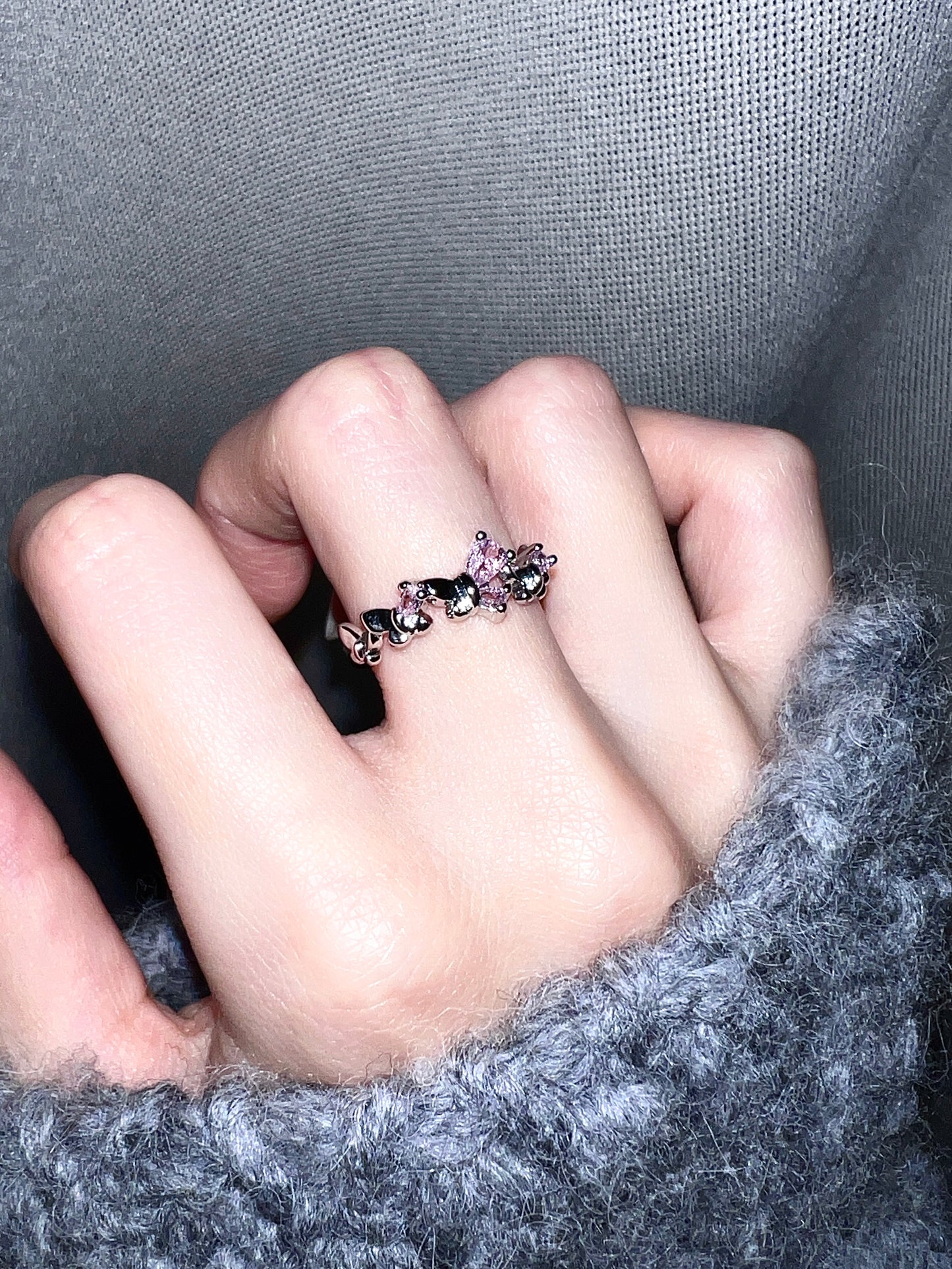 Platinum Plated Claw Butterfly Ring Set