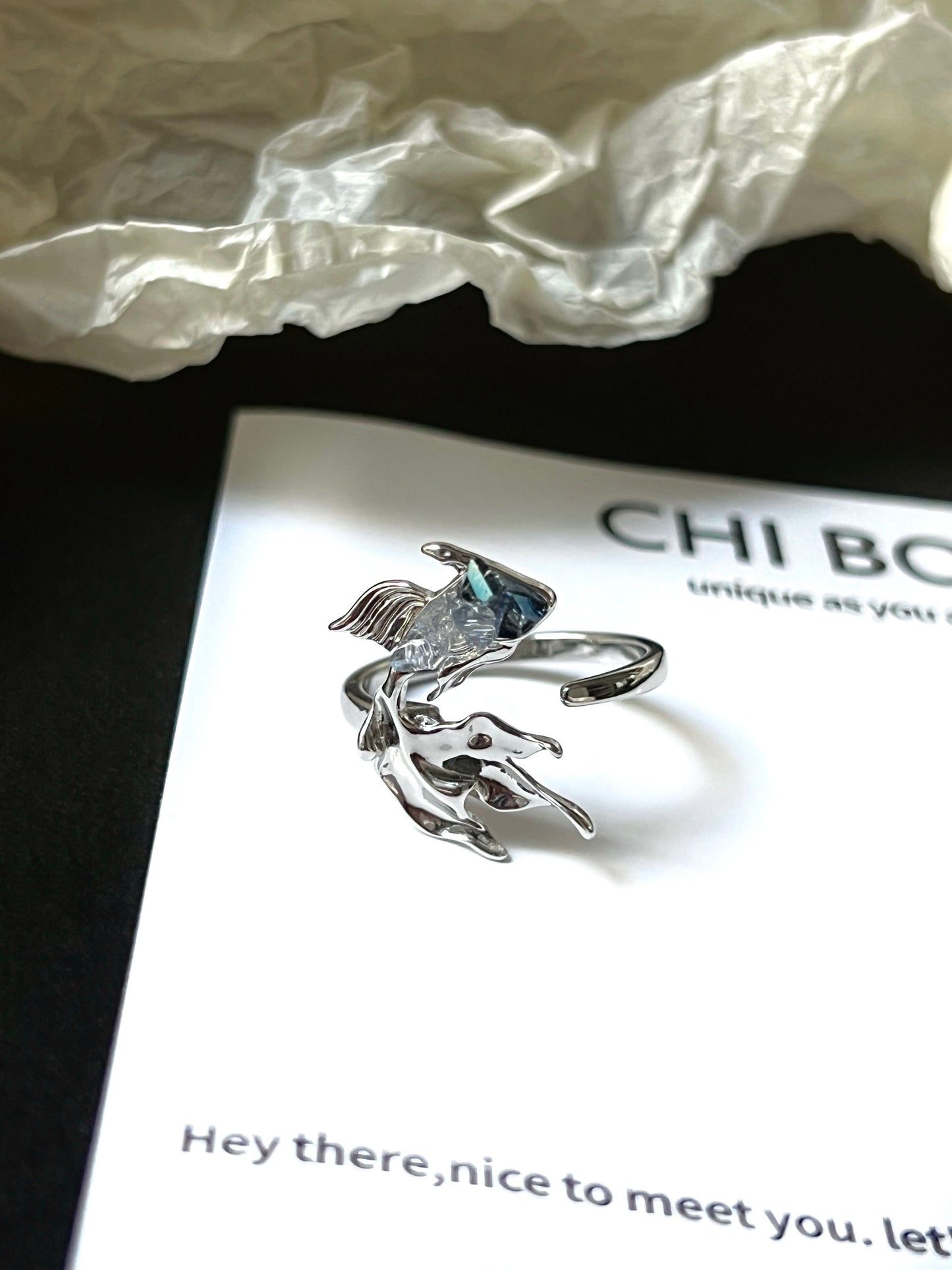 Platinum Plated Blue Fish Jewelry Set