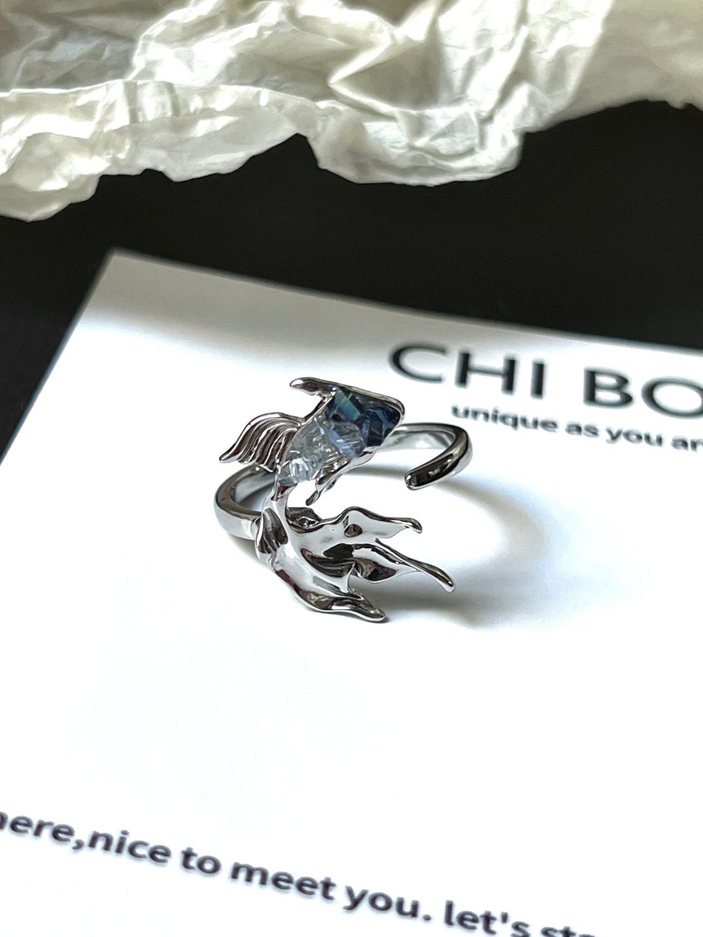 Platinum Plated Blue Fish Jewelry Set