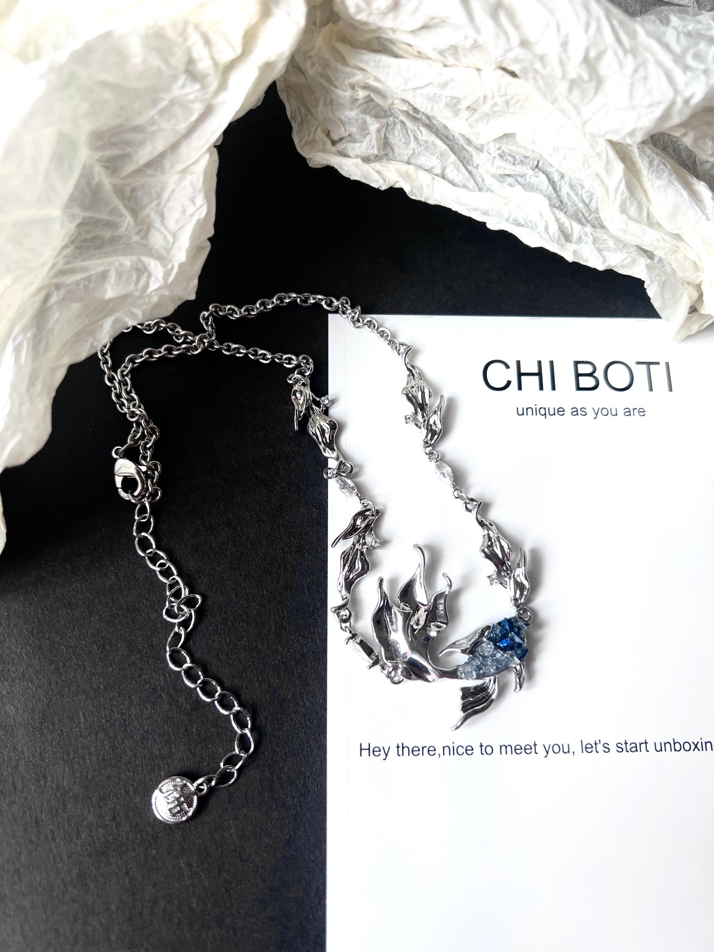 Platinum Plated Blue Fish Jewelry Set