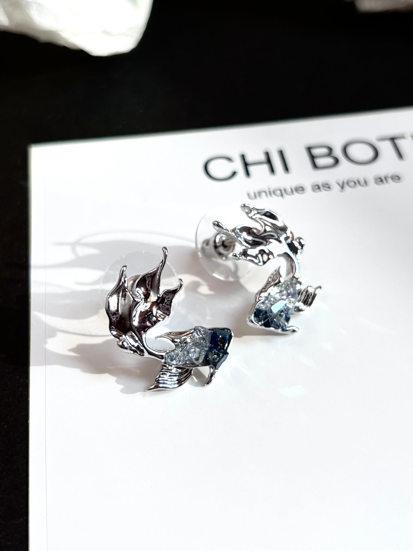 Platinum Plated Blue Fish Jewelry Set