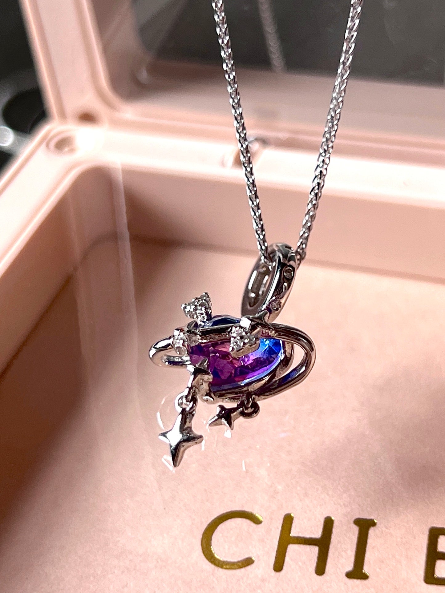 Sterling Silver Galaxy Gradient Zircon Necklace