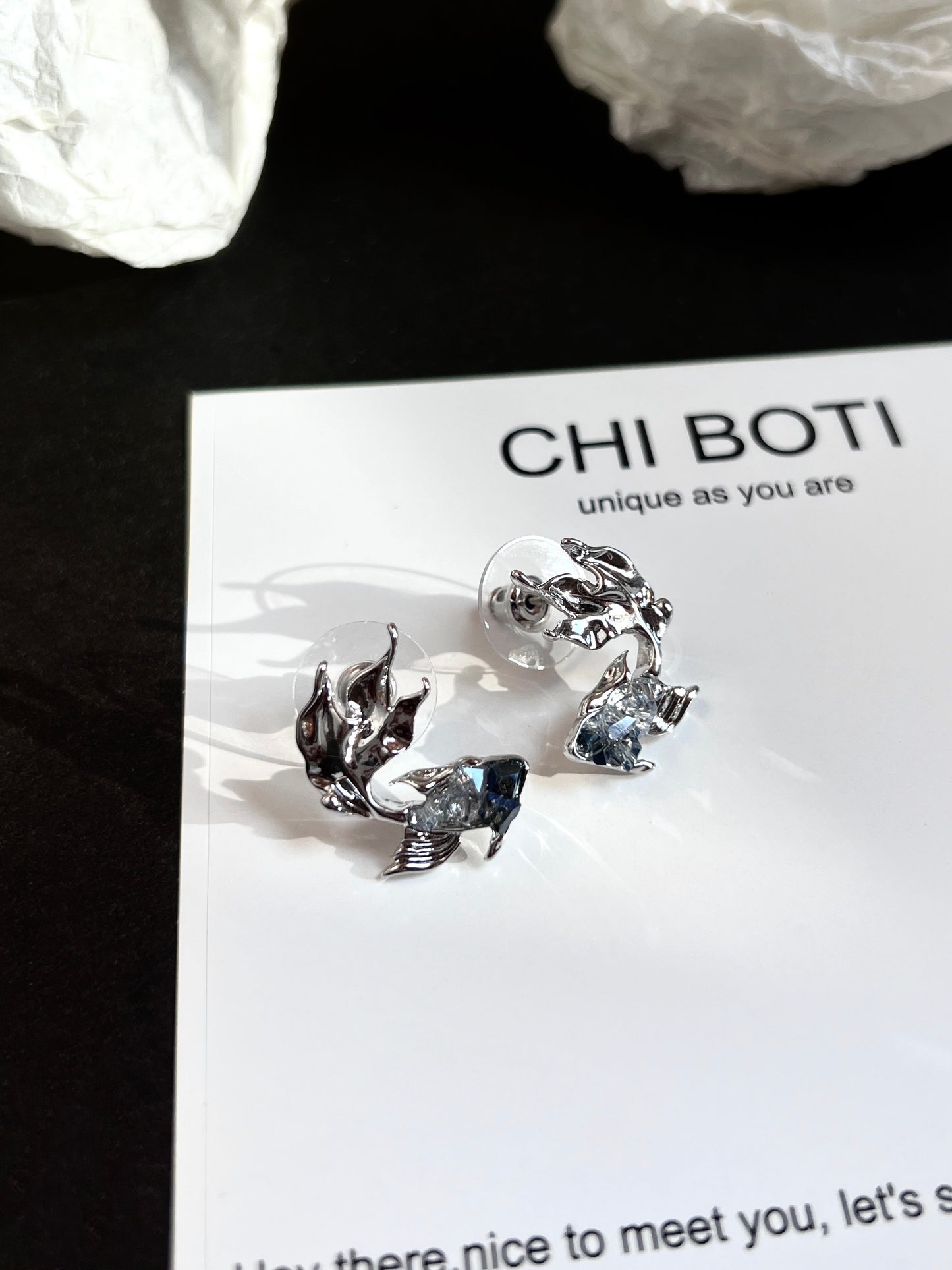 Platinum Plated Blue Fish Jewelry Set