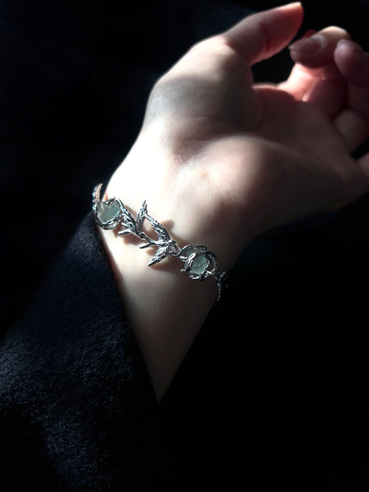 Sterling Silver Bird Fluorite Bracelet
