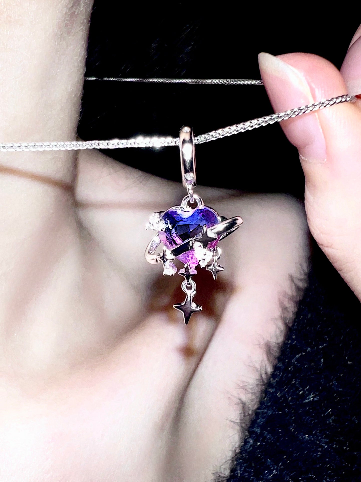Sterling Silver Galaxy Gradient Zircon Necklace