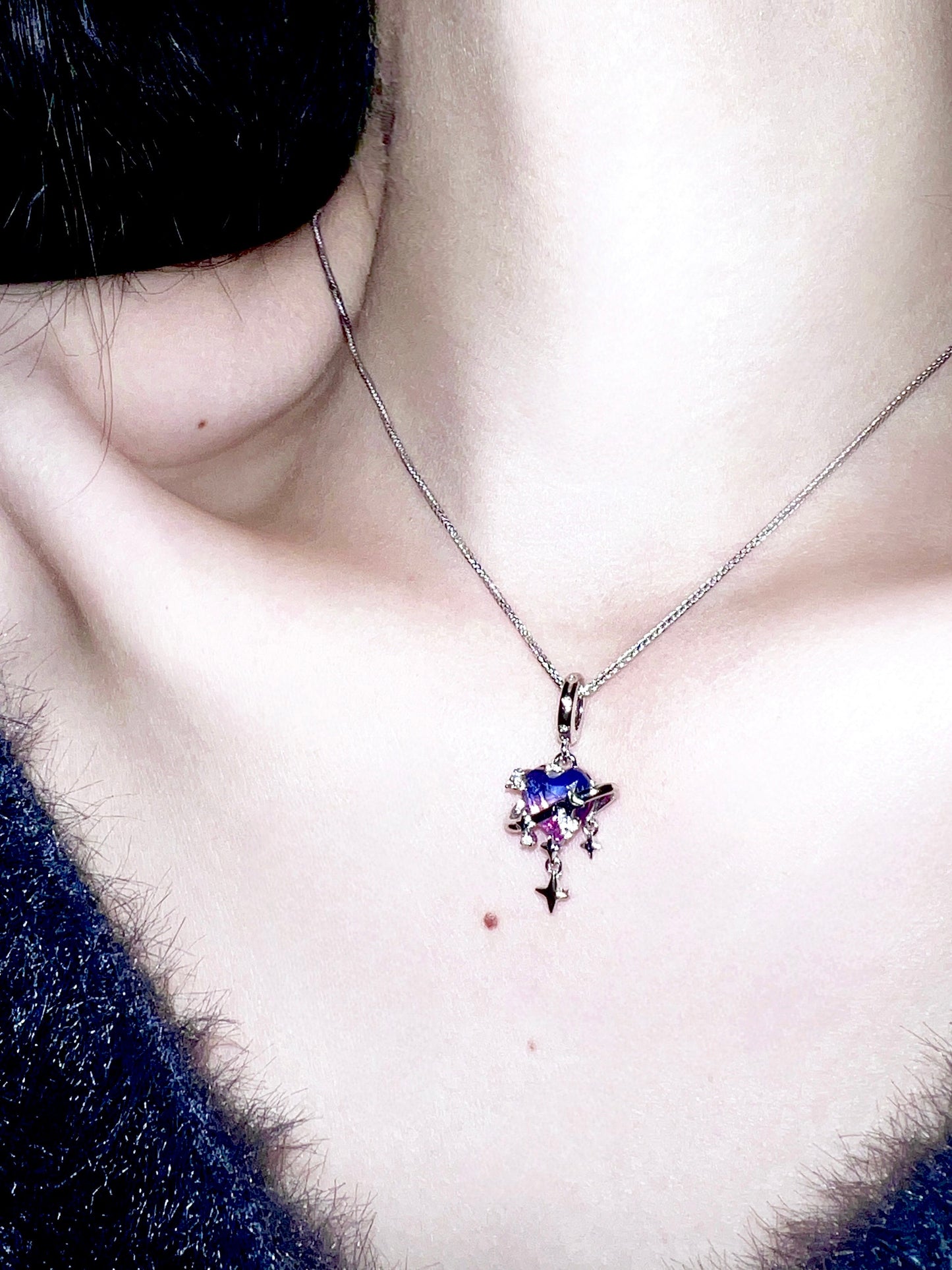 Sterling Silver Galaxy Gradient Zircon Necklace