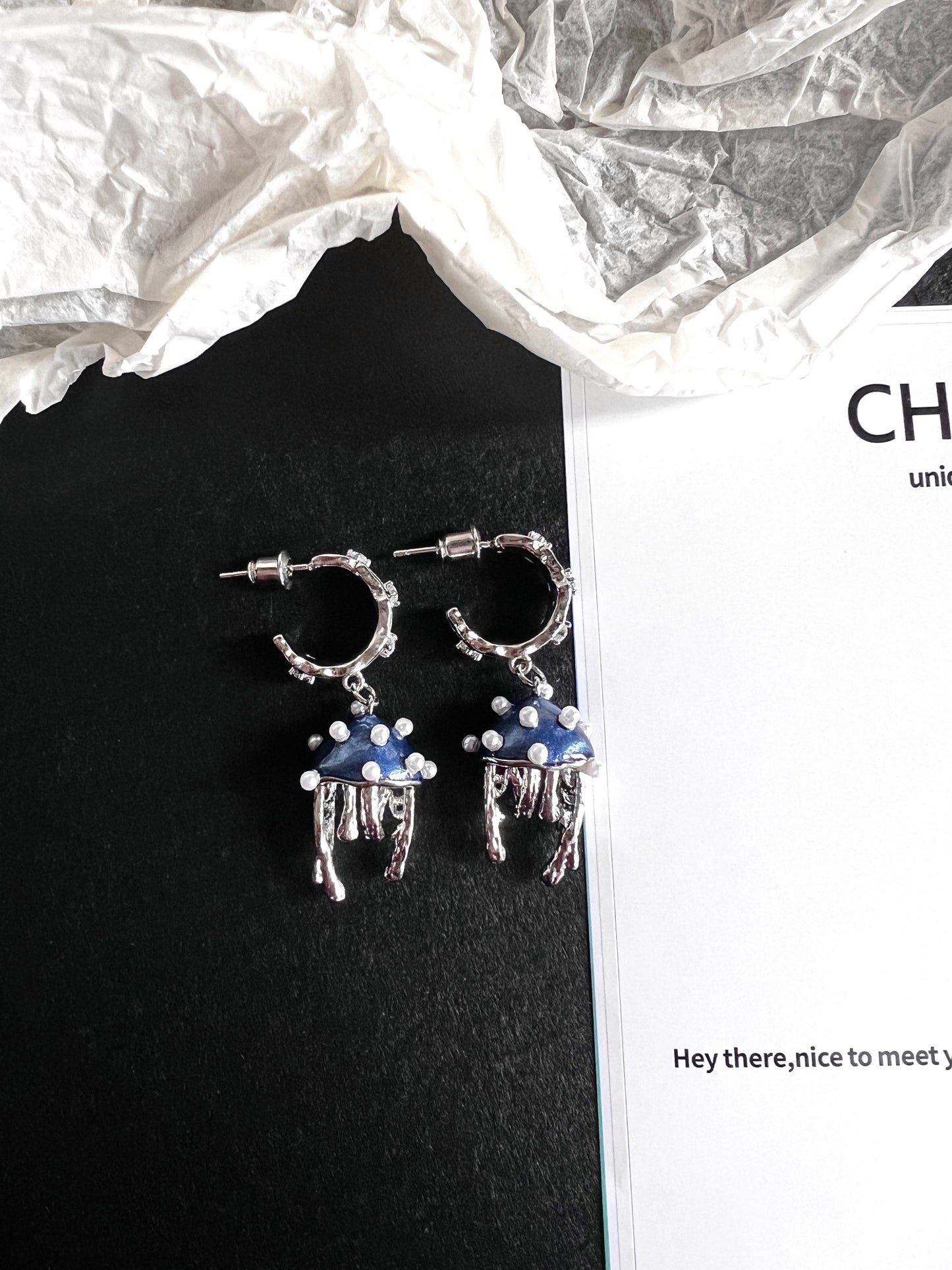 Platinum Plated Jellyfish Earrings