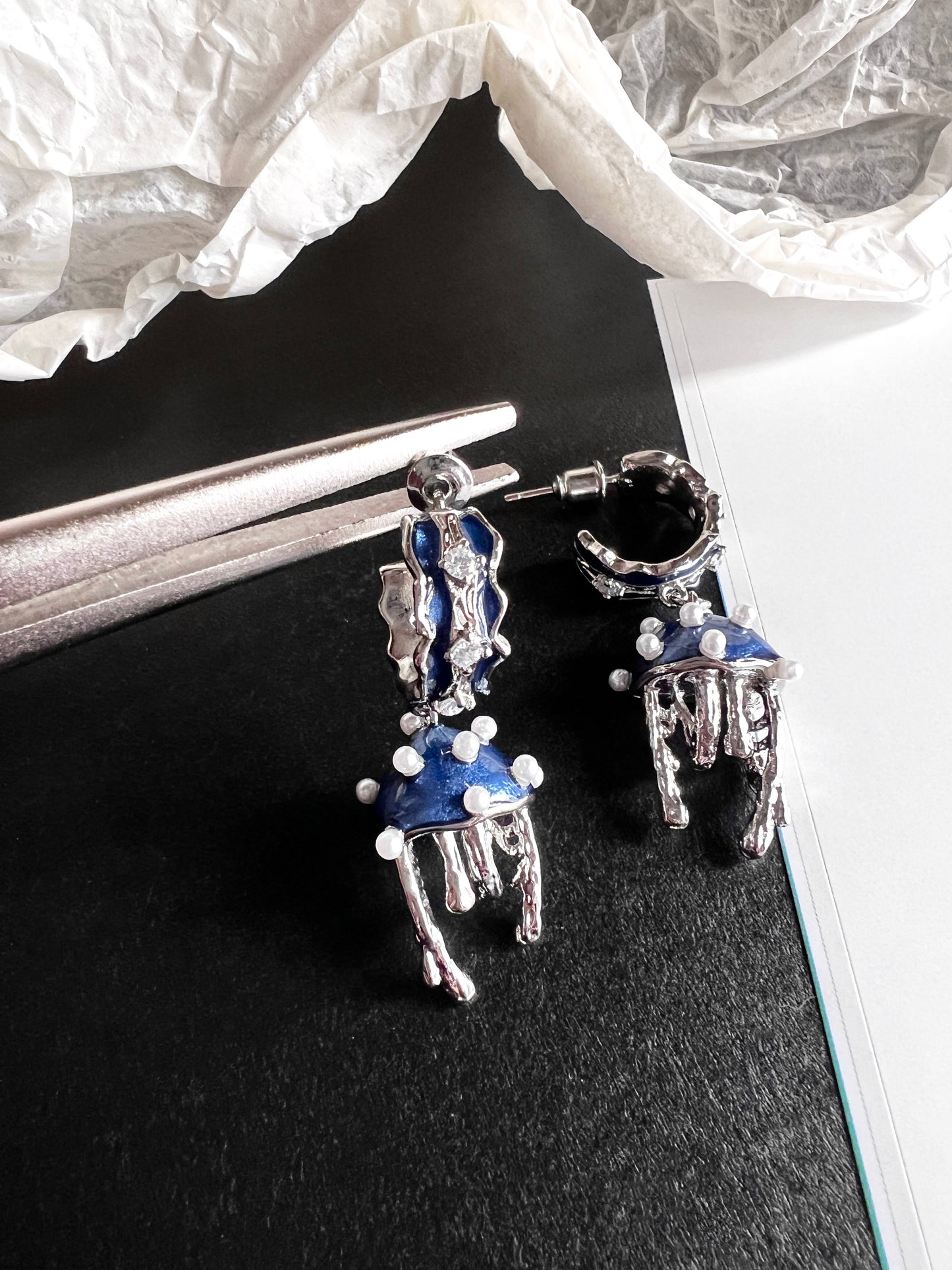 Platinum Plated Jellyfish Earrings