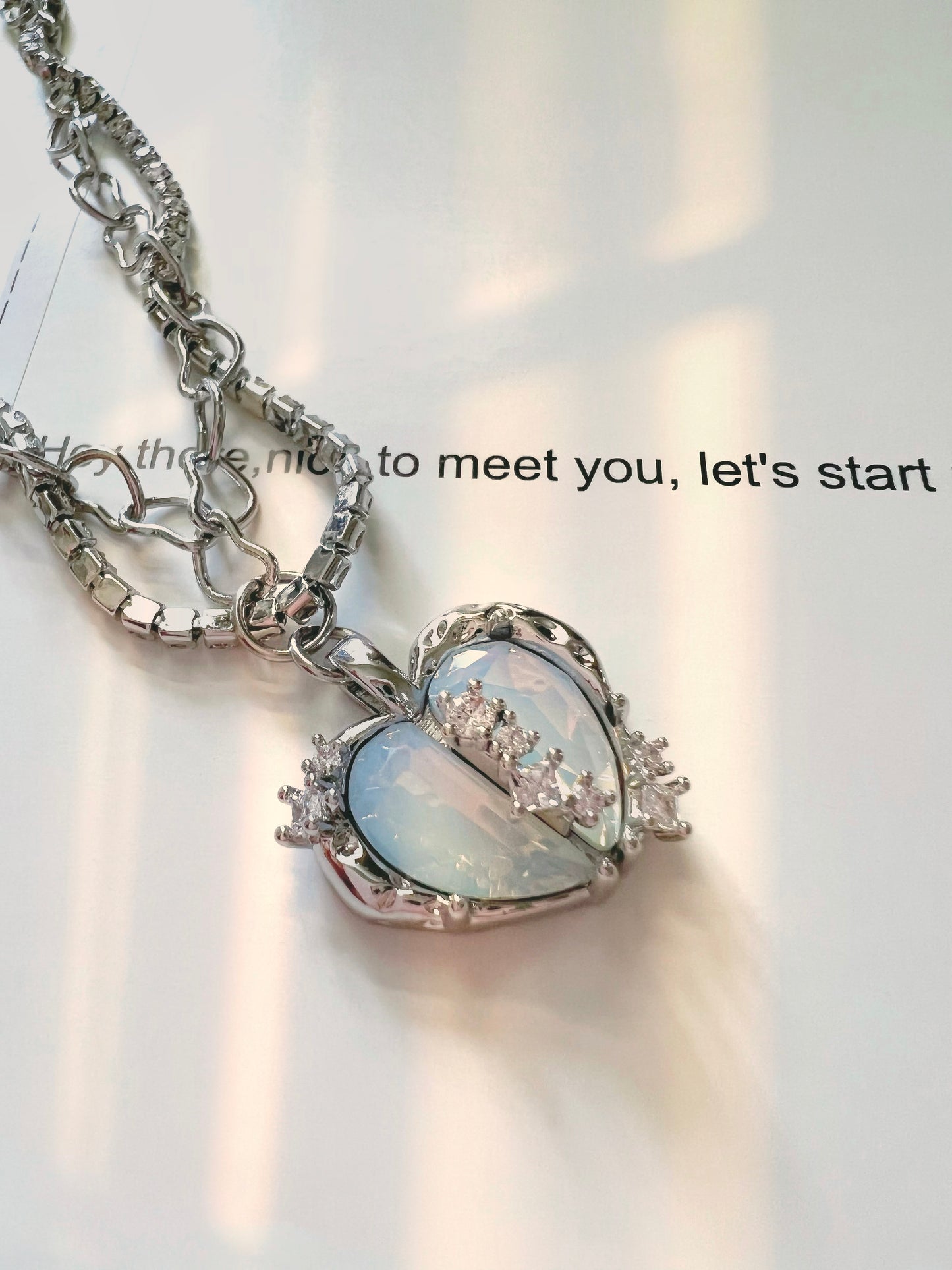 Aesthetic Moonstone Heart Necklace