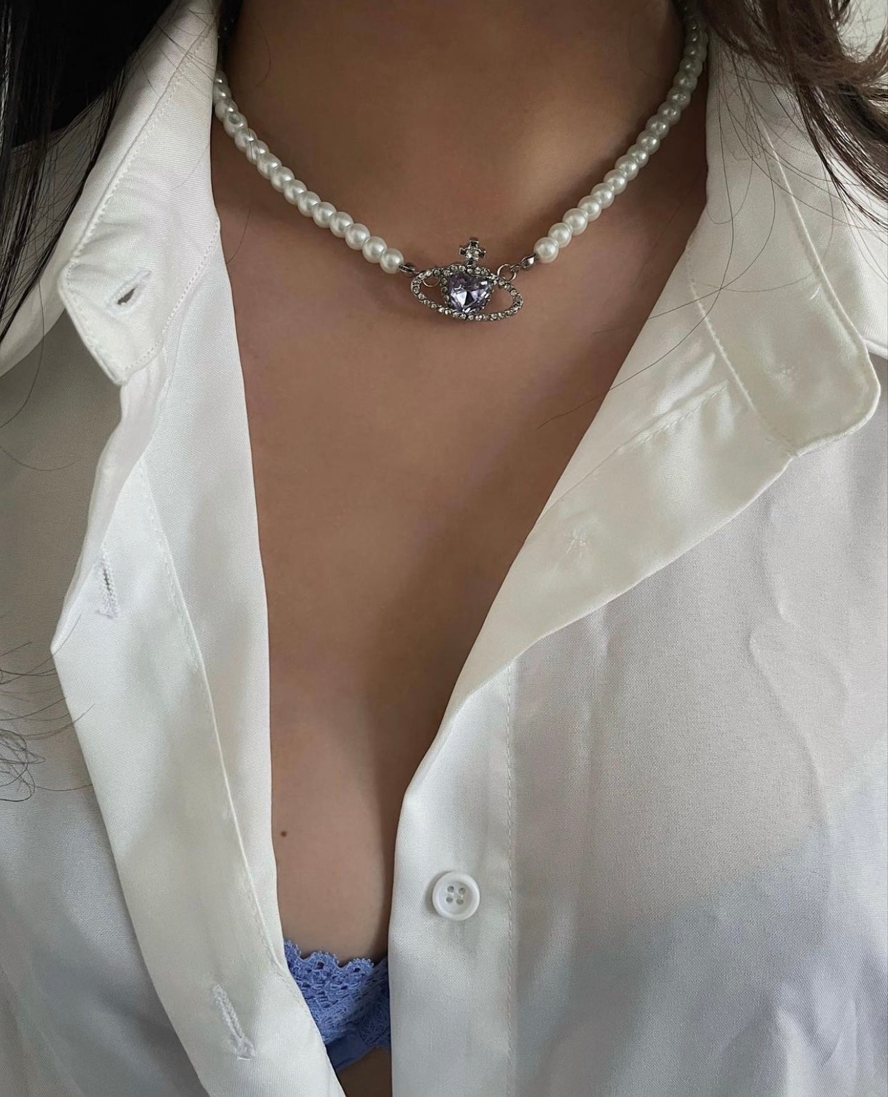 Purple Saturn Pearl Necklace