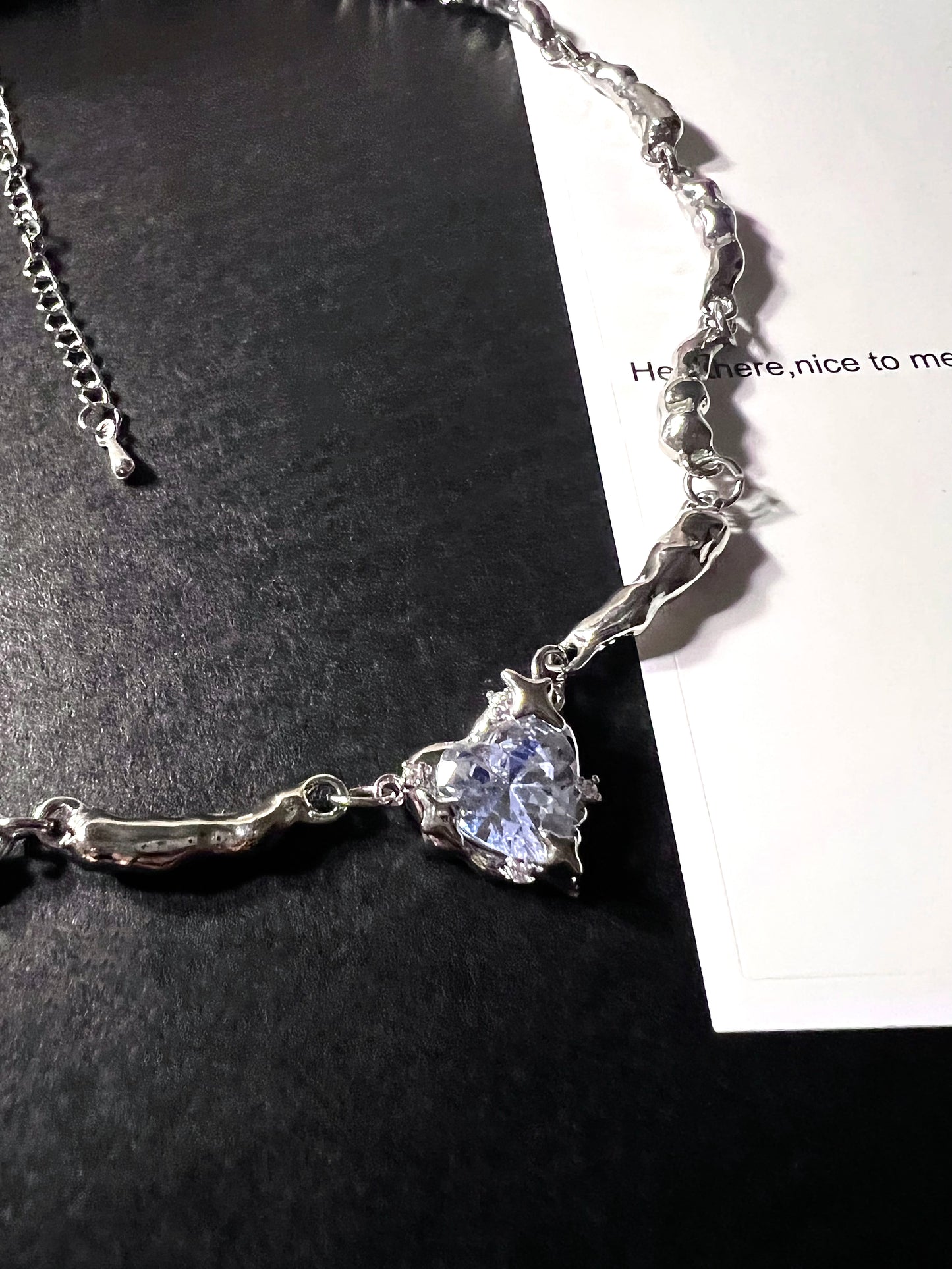 Light Purple Zircon Heart Twist Necklace