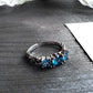 Platinum Plated Galaxy Blue Zircon Ring Set