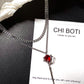 Aesthetic Melting Rose Drop Ruby Necklace