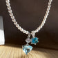 Blue Heart Gems Swarovski Crystal Pearl Necklace