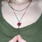 Aesthetic Melting Rose Drop Ruby Necklace