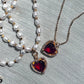 Crown Heart Natural Pearl Ruby Necklace Set