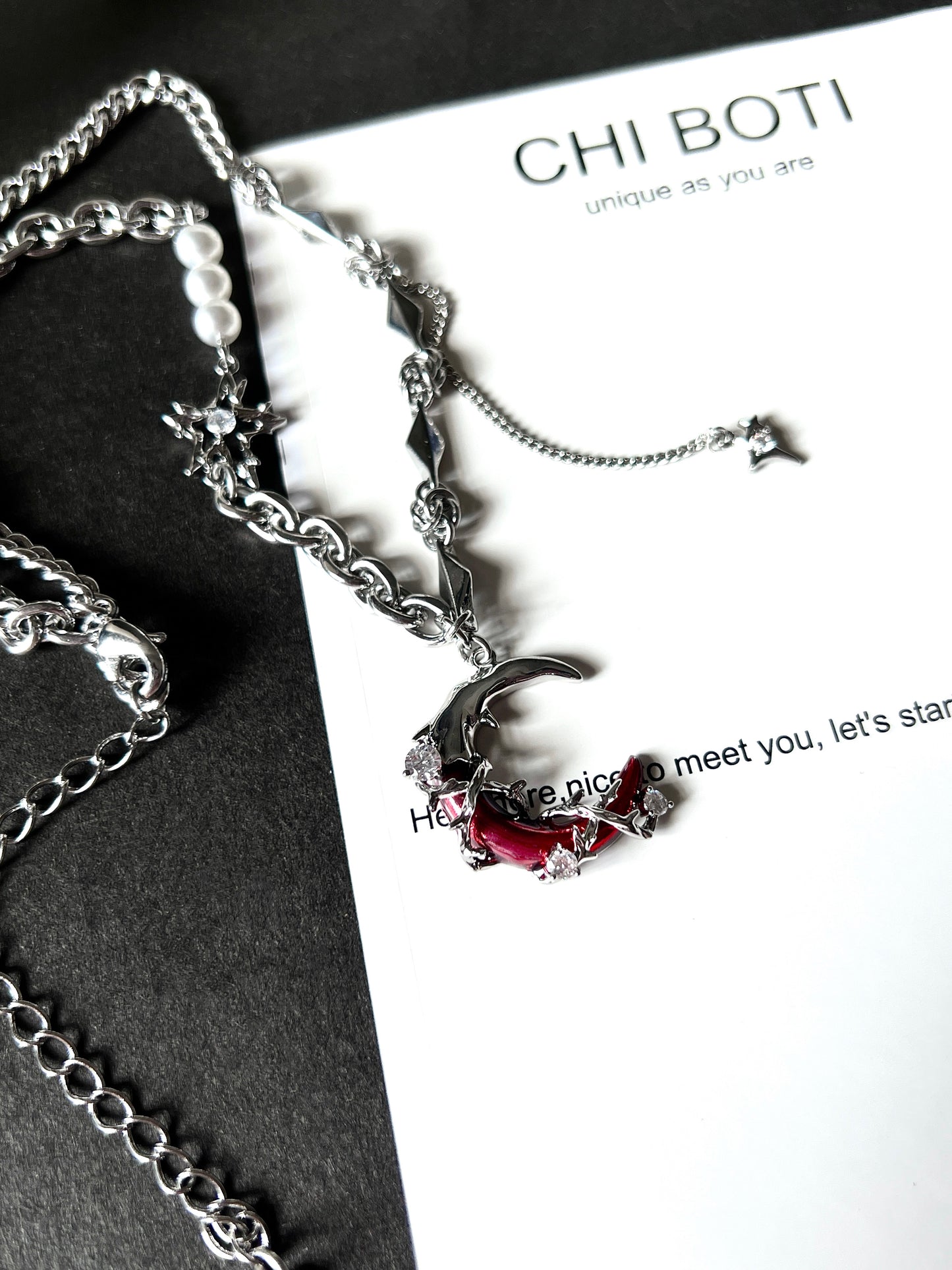 Platinum Plated Blood Moon Necklace