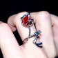 Swarovski Crystal Melting Rose Ruby Ring