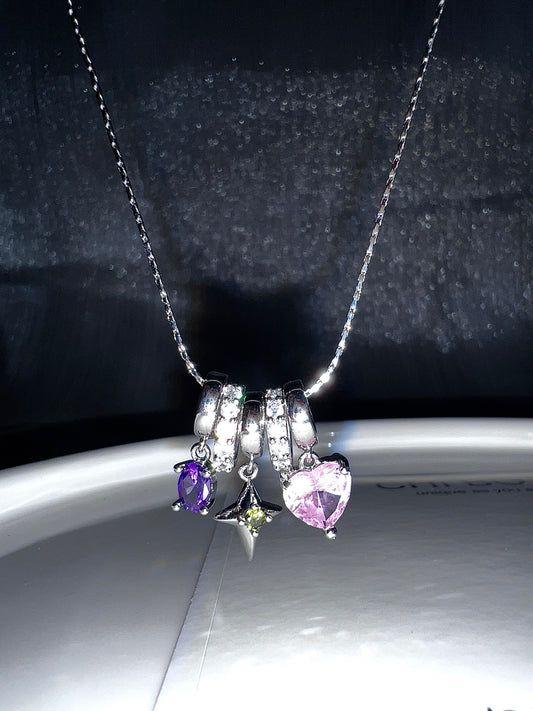 Galaxy Heart Colorful Zirconia Necklace