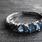 Platinum Plated Galaxy Blue Zircon Ring Set