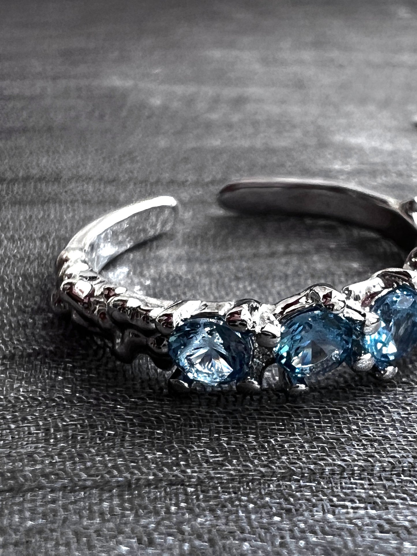 Platinum Plated Galaxy Blue Zircon Ring Set