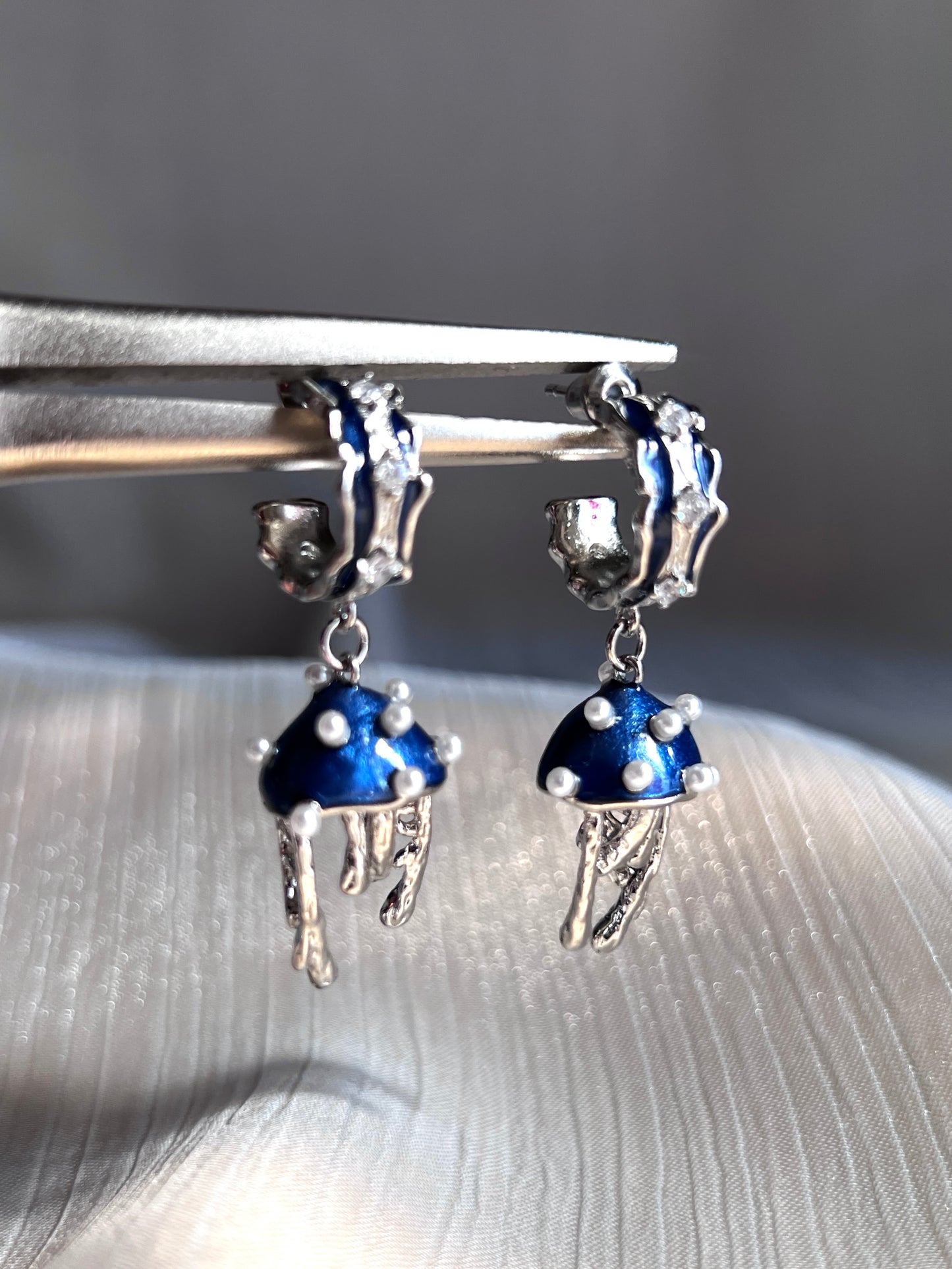 Platinum Plated Jellyfish Earrings