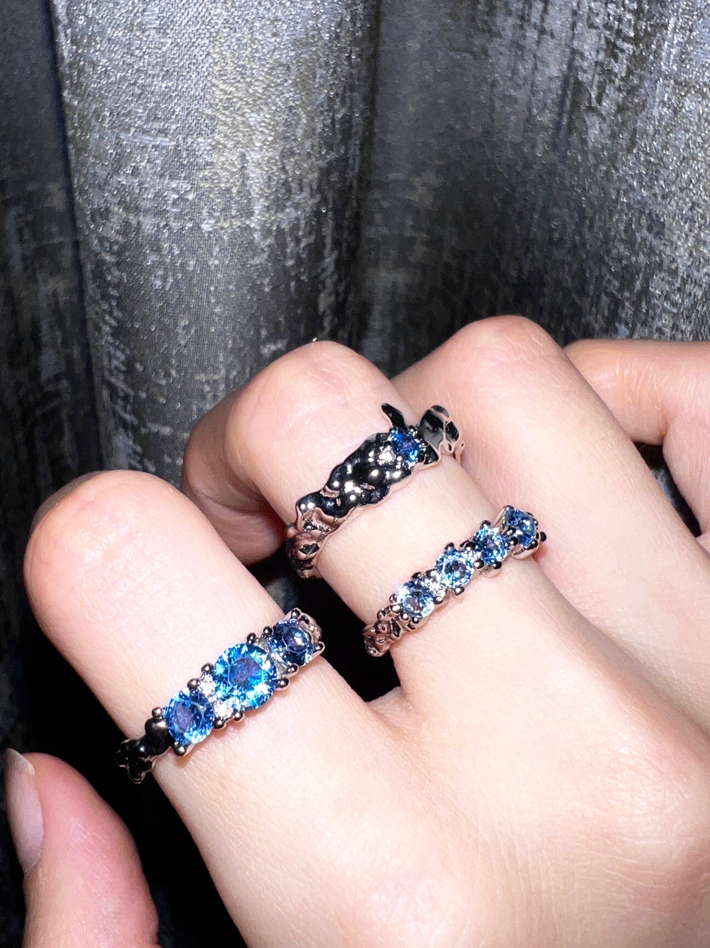 Galaxy Blue Cubic Zirconia Ring Set