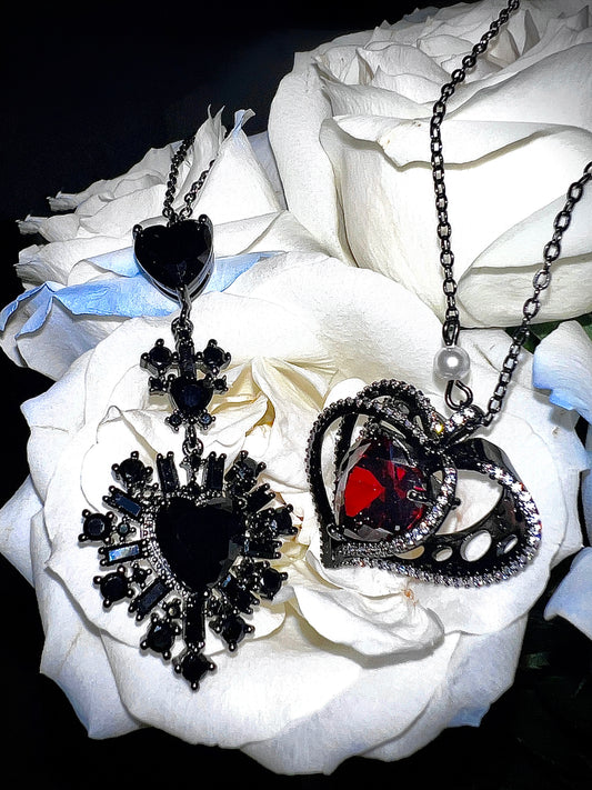 Gothic Heart Zirconia Necklace Set