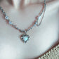 Platinum plated Silk Opal Heart Set