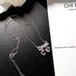 Bowknot Cherry Pink Cubic Zirconia Necklace