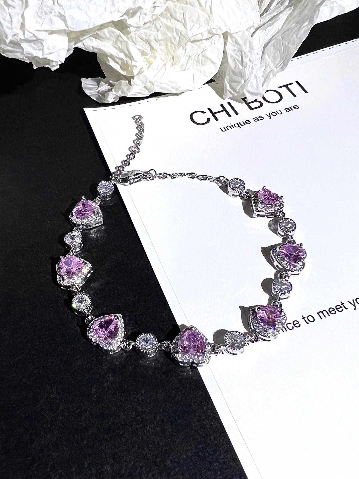 Princess Pink Heart Zircon Bracelet