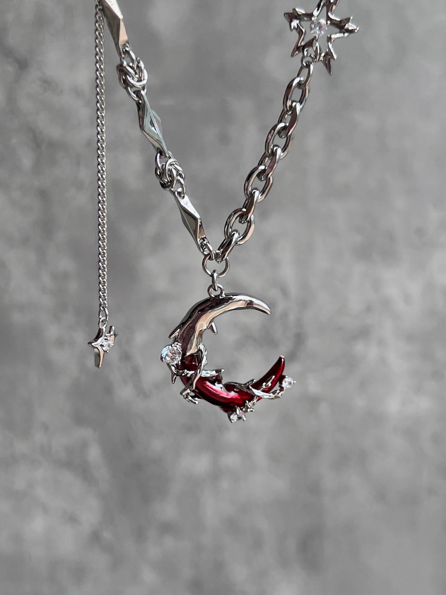 Platinum Plated Blood Moon Necklace