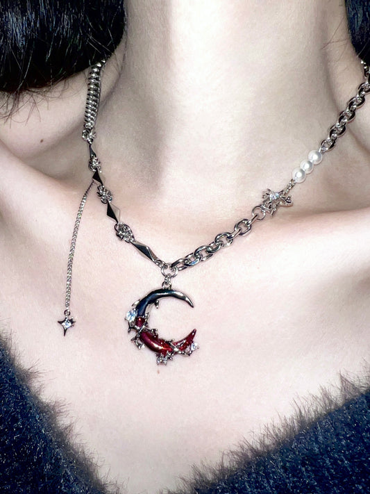 Platinum Plated Blood Moon Necklace