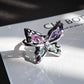 Platinum Plated Colorful Gems Butterfly Ring