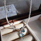 Blue Heart Gems Swarovski Crystal Pearl Necklace