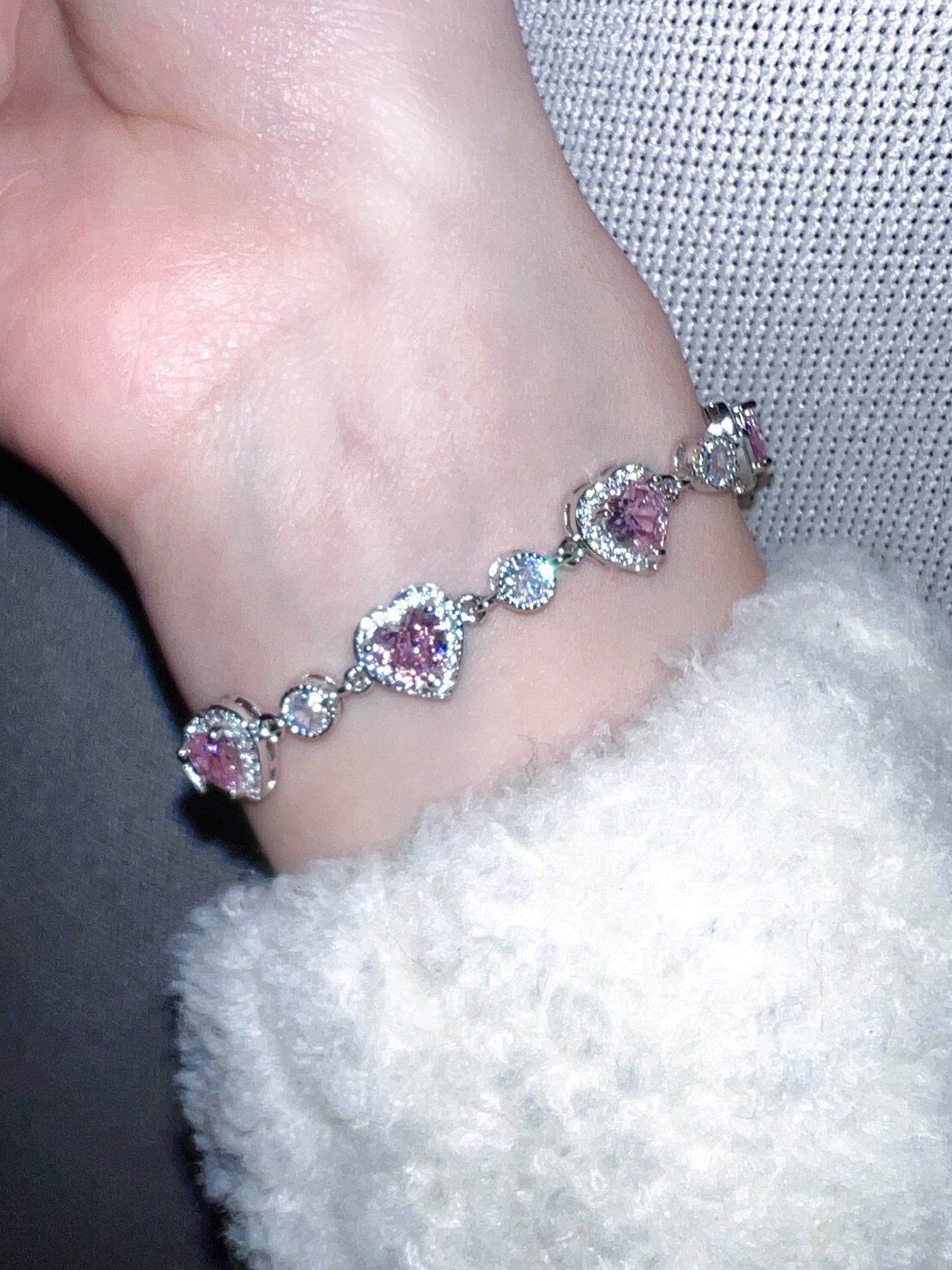 Princess Pink Heart Zircon Bracelet