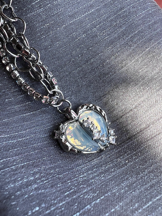 Aesthetic Moonstone Heart Necklace