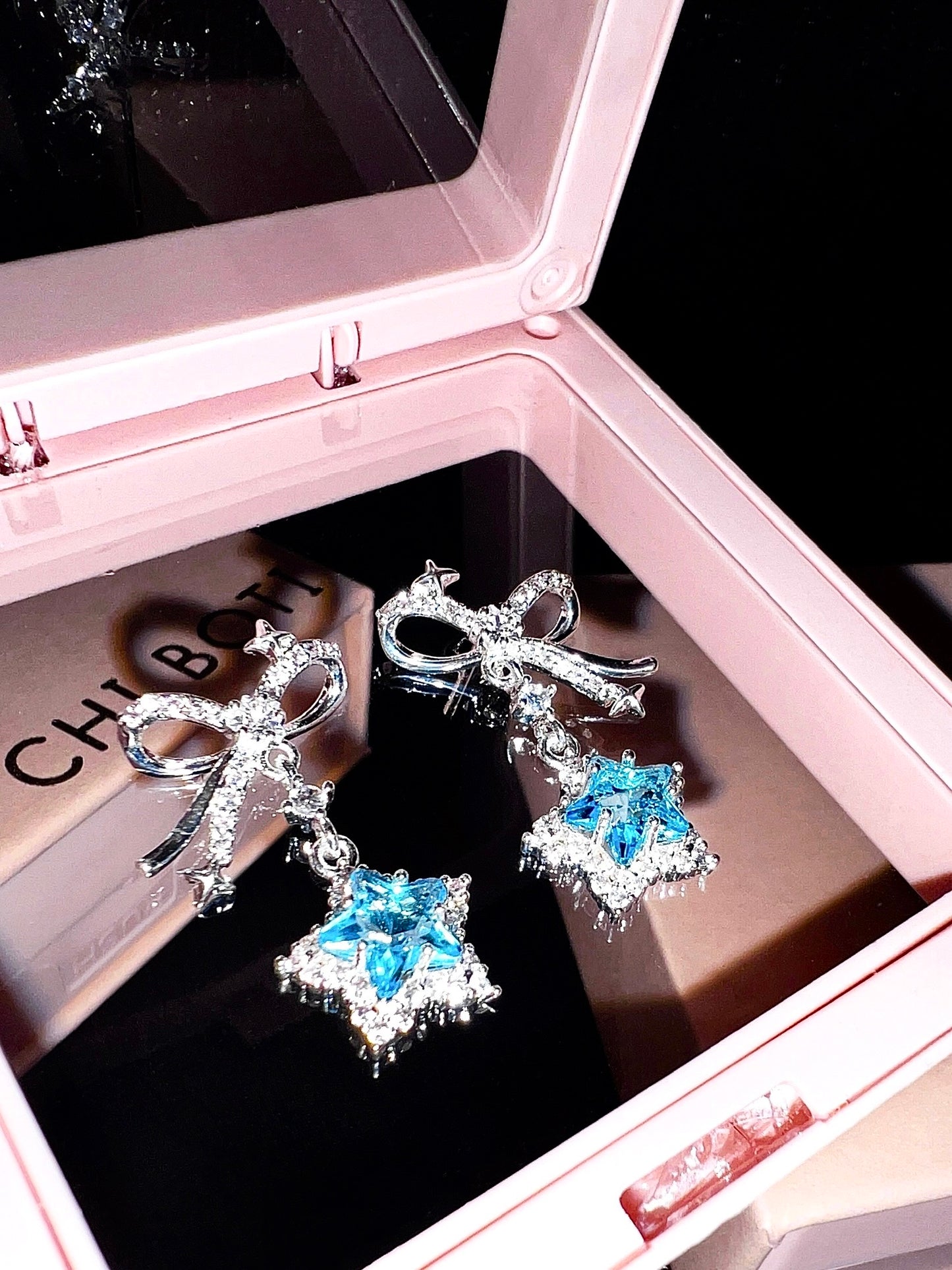 Star Knot Blue Gem Earrings