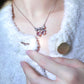 Bowknot Cherry Pink Cubic Zirconia Necklace