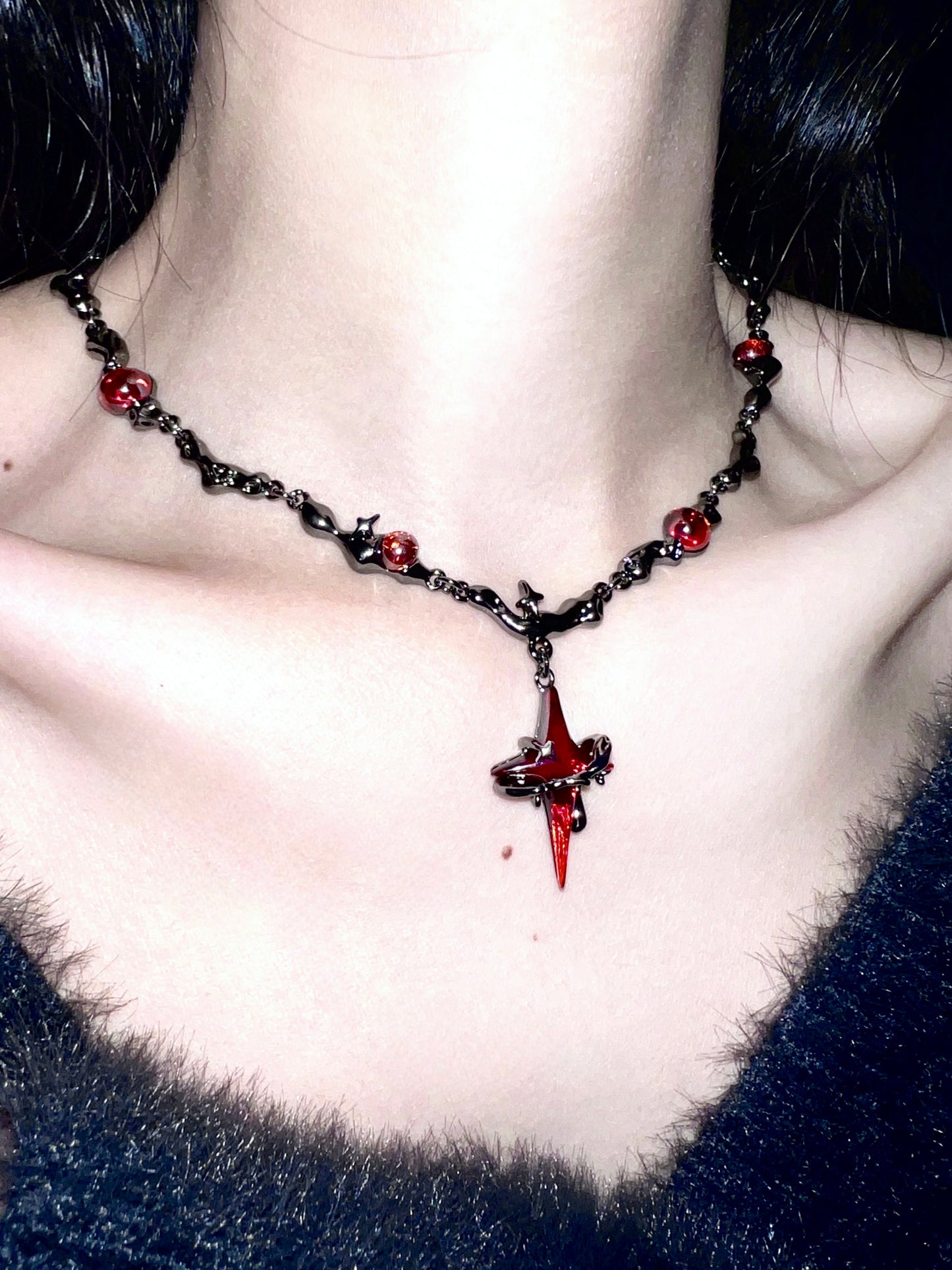 Black Gold Plating Blood Star Jewelry Set