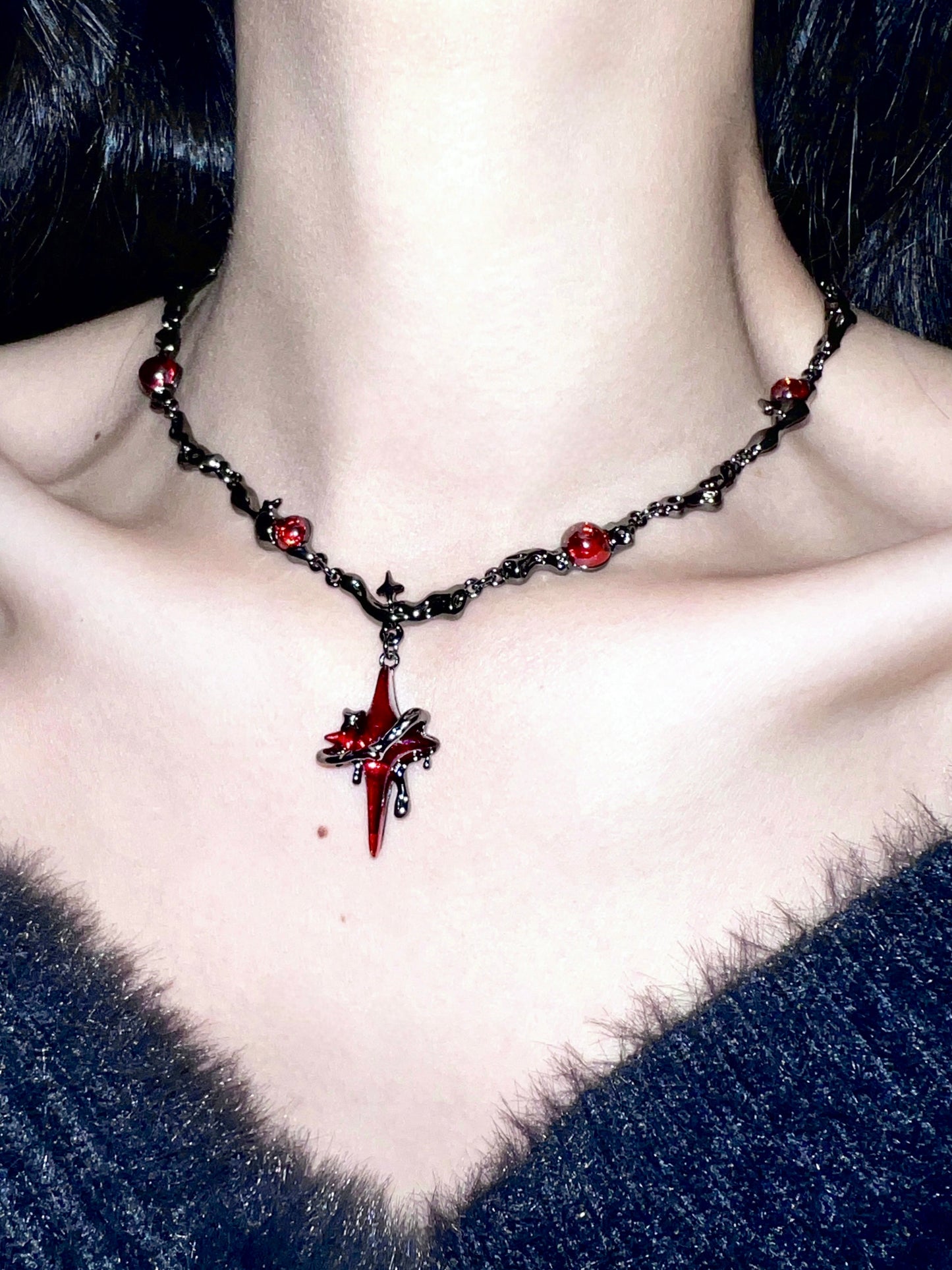 Black Gold Plating Blood Star Jewelry Set