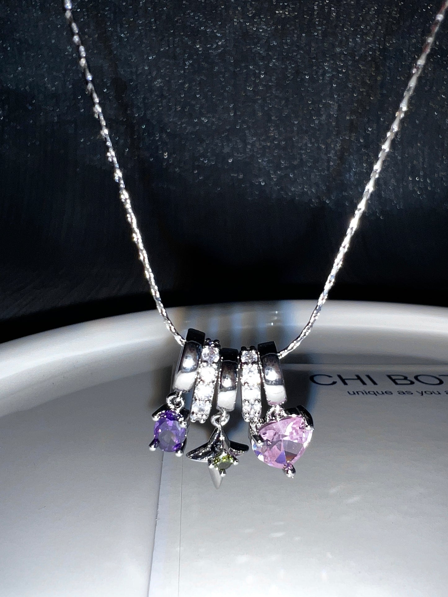 Galaxy Heart Colorful Zirconia Necklace