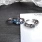 Platinum Plated Galaxy Blue Zircon Ring Set