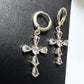 14k Gold Plated Cross Zircon Earrings